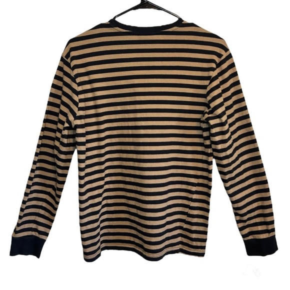 HUF Worldwide Black And Tan Striped Long Sleeve T Size Small - Picture 2 of 8